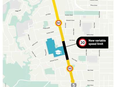 New Variable Speed Limit Outside Rotorua Girls’ High School